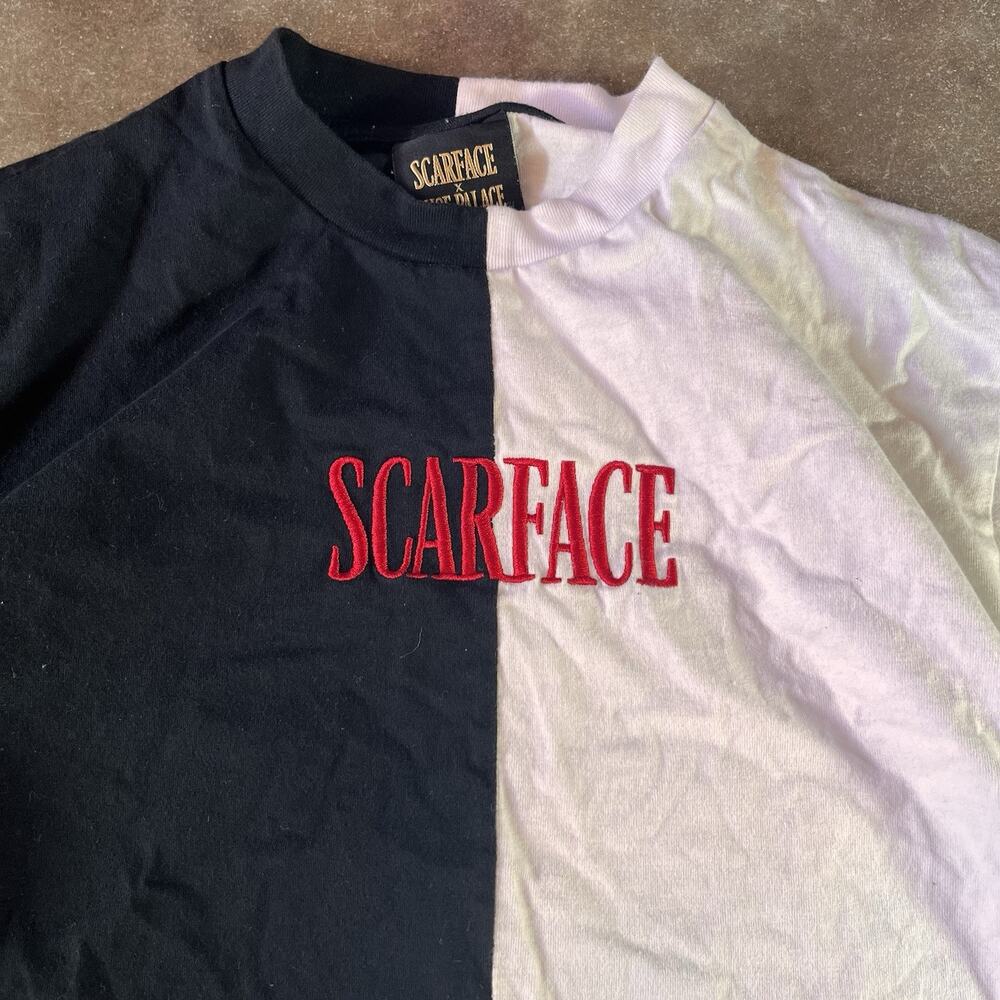 Black/White Scarface Movie Promo, Embroidered Graphic Print No Flaws T-Shirt